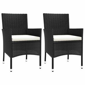 vidaXL Hagestoler med puter 2 stk svart polyrotting