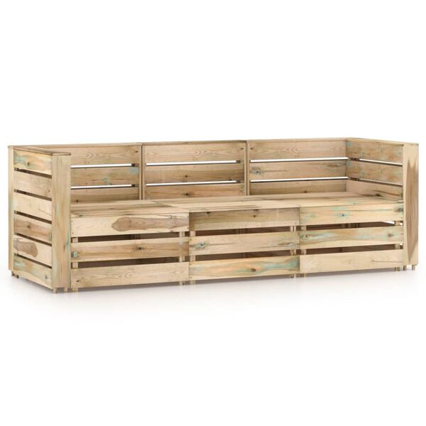 vidaXL Hagesofa 3 seter impregnert furu gr&oslash;nn