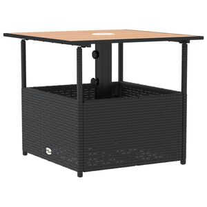 vidaXL Hagebord med parasollhull svart 55x55x46,5 cm polyrotting