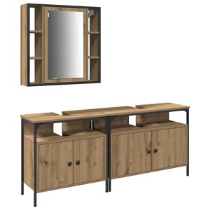 vidaXL Baderomsspeilskap 3 stk. Brun 80 x 30 x 60 cm Konstruert tre
