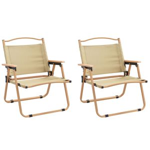 vidaXL Campingstoler 2 stk beige 54x43x59 cm oxfordstoff