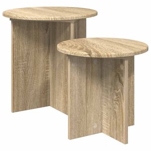 vidaXL Sidebordssett 2 stk. Sonoma eik &Oslash; 45 x 45 cm Konstruert tre