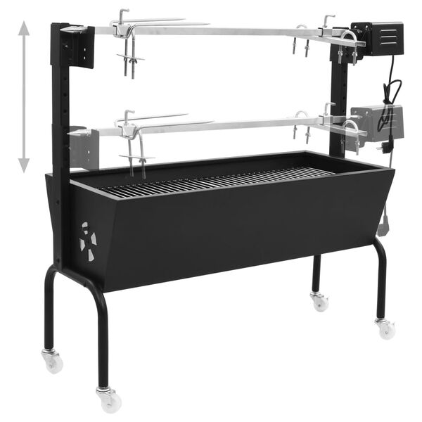 vidaXL Grill med elektrisk grillspyd rustfritt stål