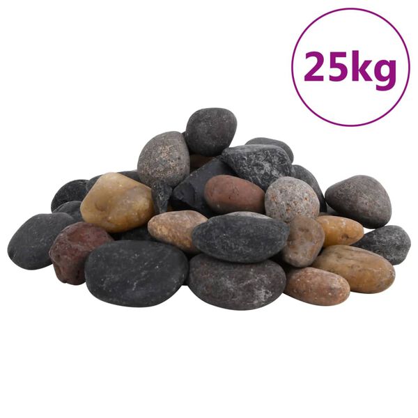 vidaXL Polerte sm&aring;stein 25 kg flerfarget 5-8 cm