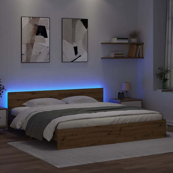 vidaXL Sengestamme Artisan Eik 200 x 200 cm Konstruert tre