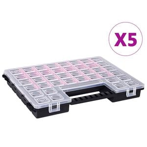 vidaXL Sorteringsbokser 5 stk justerbare avdelere 385x283x50 mm plast