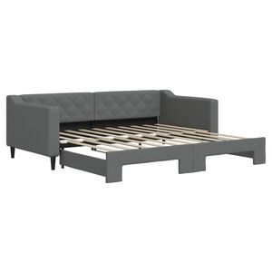 vidaXL Uttrekkbar dagseng m&oslash;rkegr&aring; 90x190 cm stoff