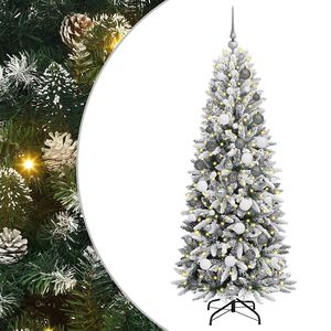 vidaXL Kunstig juletre med 300 LED Hvit 180 cm PVC, plast, st&aring;l og PE