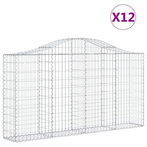 vidaXL Gabionkurver buede 12 stk 200x30x100/120 cm galvanisert jern