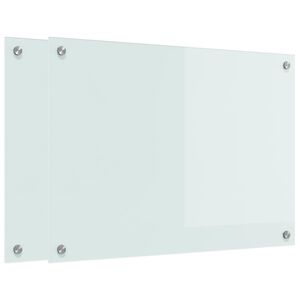 vidaXL Kj&oslash;kkenbenkplate 2 stk. Hvit 70 x 50 cm herdet glass