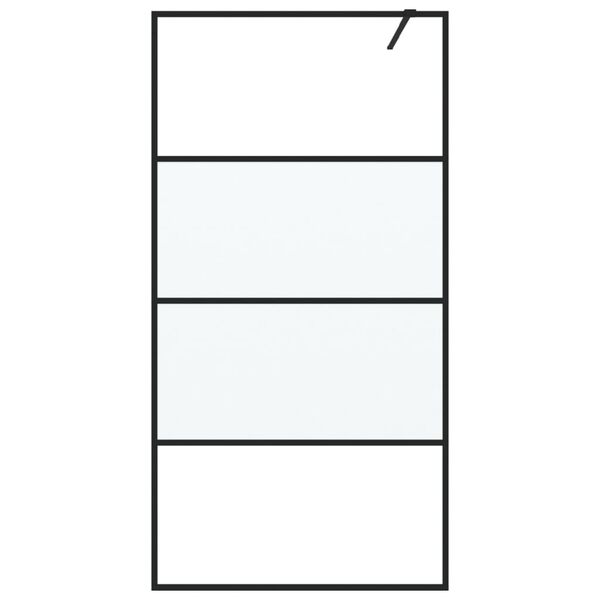 vidaXL Dusjvegg svart 100x195 cm halvfrostet ESG-glass