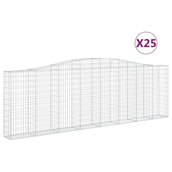 vidaXL Gabionkurver buede 25 stk 400x30x120/140 cm galvanisert jern