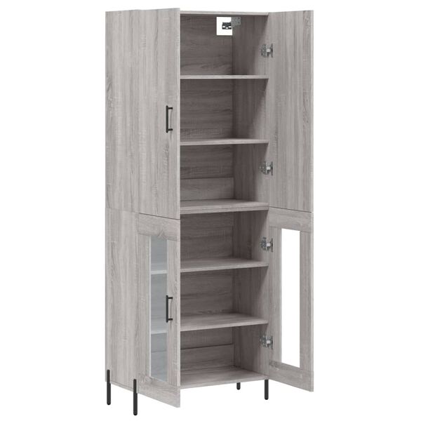 vidaXL Highboard gr&aring; sonoma 69,5x34x180 cm konstruert tre