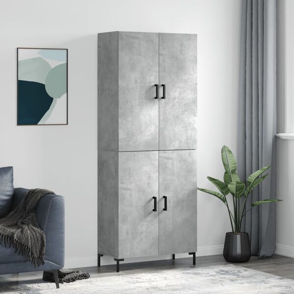 vidaXL Highboard betonggr&aring; 69,5x34x180 cm konstruert tre