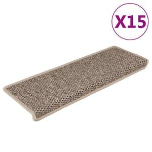 vidaXL Selvklebende trappematter sisal 15 stk 65x21x4 cm m&oslash;rk beige