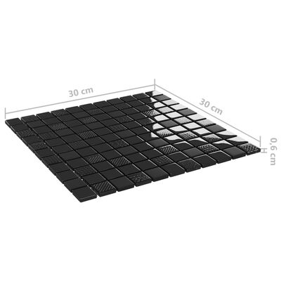 vidaXL Mosaikkfliser 22 stk skinnende svart 30x30 cm glass