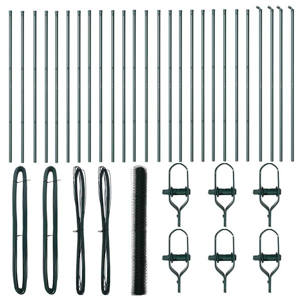 vidaXL Gjerdep&aring;le gr&oslash;nn 50 x 1,6 m (50 mm nett) St&aring;l og PVC