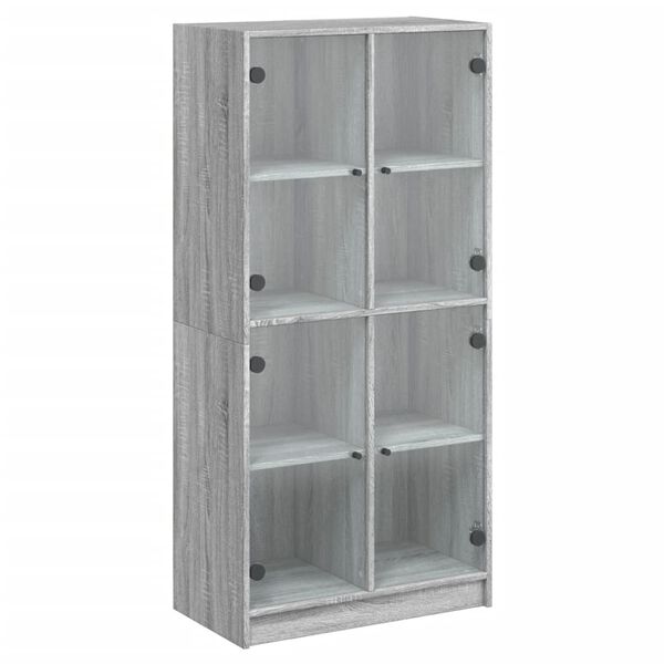 vidaXL Highboard med dører grå sonoma 68x37x142 cm konstruert tre