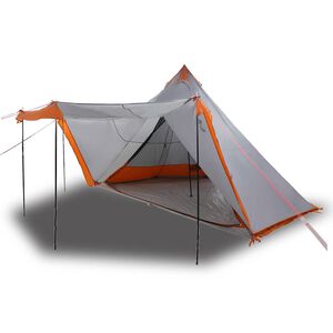 vidaXL Familietelt tipi for 8 personer gr&aring; og oransje vanntett