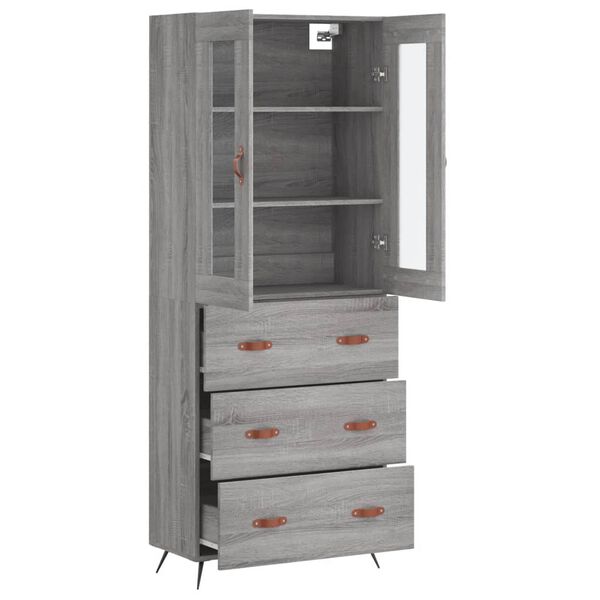 vidaXL Highboard gr&aring; sonoma 69,5x34x180 cm konstruert tre