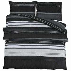 vidaXL Dynetrekksett svart stripe 200x220 cm bomull