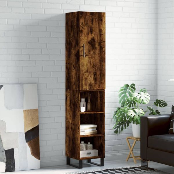 vidaXL Highboard r&oslash;kt eik 34,5x34x180 cm konstruert tre