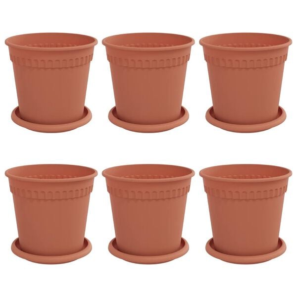 vidaXL Plantepotter 6 pcs Klinker R&oslash;d &Oslash; 17 x 14 cm Plast