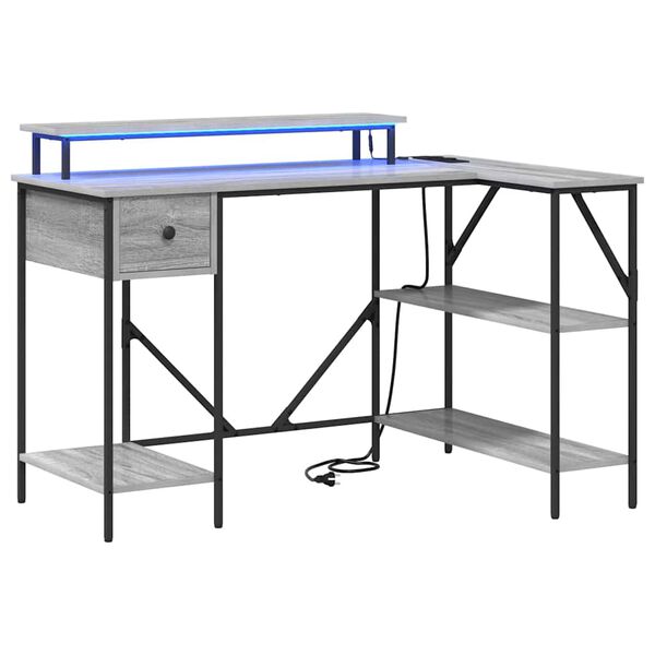 vidaXL Skrivebord Gr&aring; Sonoma 120 x 79 x 86,5 cm Konstruert tre