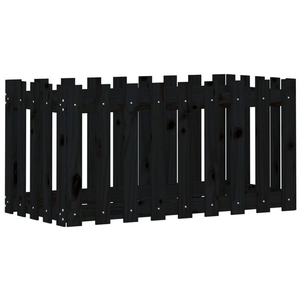 vidaXL H&oslash;ybed med gjerdedesign svart 100x50x50 cm heltre furu
