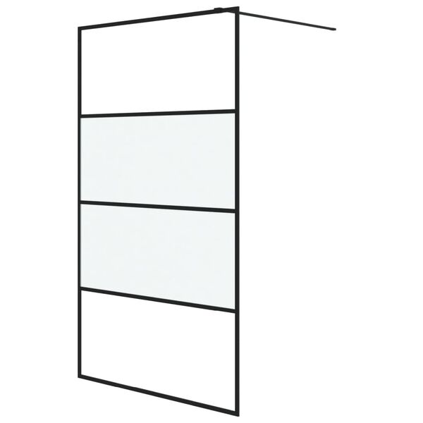 vidaXL Dusjvegg svart 115x195 cm halvfrostet ESG-glass