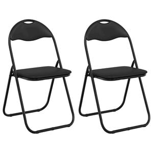vidaXL Sammenleggbart stol 2 stk. Kunstl&aelig;r Svart 48 x 43,5 x 81 cm