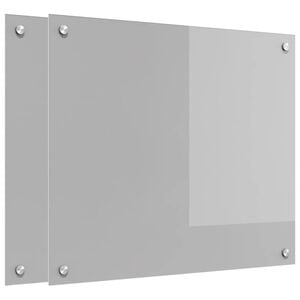 vidaXL Kj&oslash;kkenbakplate 2 pcs Lysegr&aring; 70 x 60 cm herdet glass