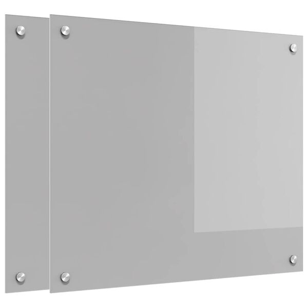 vidaXL Kj&oslash;kkenbakplate 2 pcs Lysegr&aring; 70 x 60 cm herdet glass