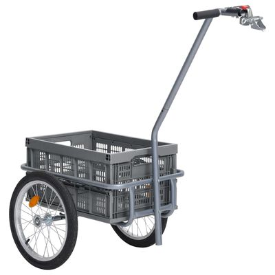 vidaXL Sykkeltilhenger med 50 L sammenleggbar transportboks grå 150 kg