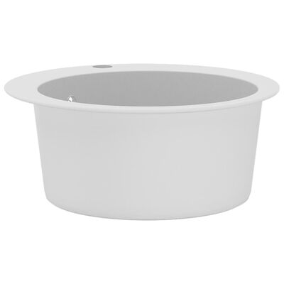 vidaXL Kjøkkenvask enkel kum granitt rund hvit