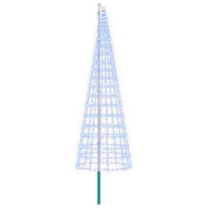 vidaXL Juletrebelysning med spyd og flaggstang 300 cm 550 LED-lys Bl&aring;