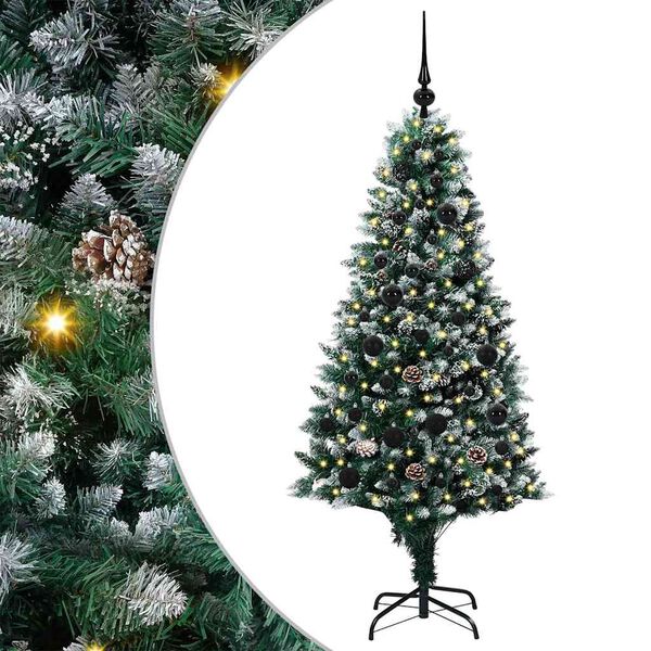 vidaXL Kunstig juletre med 150 LED grønn 150 cm PVC og Stål og Plast