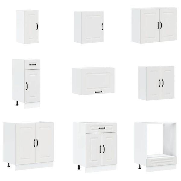 vidaXL Kj&oslash;kkenskapssett 14 deler Kalmar hvit konstruert tre