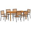 vidaXL Hage Spisegruppe 7 pcs Svart Solid akasietre