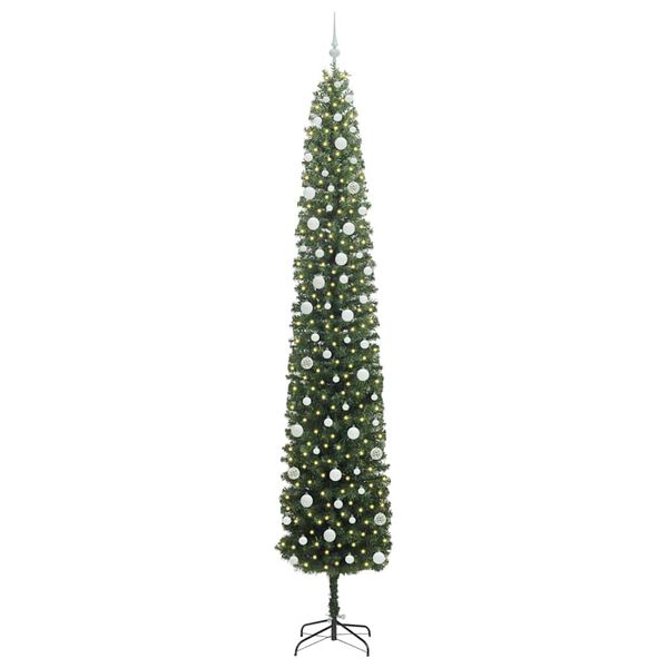 vidaXL Kunstig juletre med 300 LED gr&oslash;nn 270 cm PVC og st&aring;l og plast