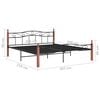 vidaXL Sengeramme svart metall og heltre eik 200x200 cm