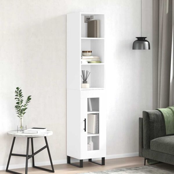vidaXL Highboard h&oslash;yglans hvit 34,5x34x180 cm konstruert tre