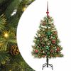 vidaXL Kunstig hengslet juletre med kjegler gr&oslash;nn 120 cm