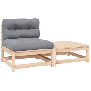 vidaXL Hagesofagruppe med puter 2 deler heltre furu