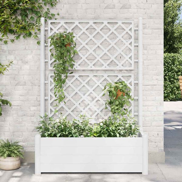 vidaXL Plantekasse med espalier 100x43x142 cm PP hvit