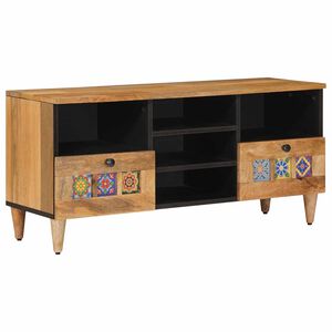 vidaXL TV-skap med skuff Naturlig 100 x 33 x 46 cm Massiv mango tre