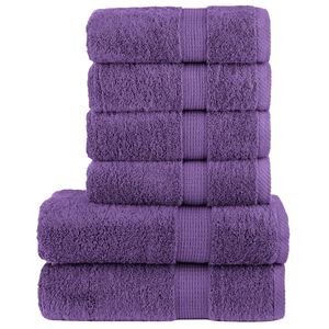 vidaXL Premium h&aring;ndklesett 6 deler SOLUND lilla 600 g/m2
