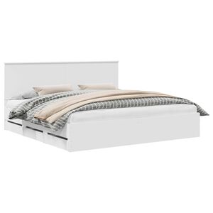 vidaXL Sengestamme med skuff med lagring Hvit 200 x 200 cm Ingeni&oslash;rtre