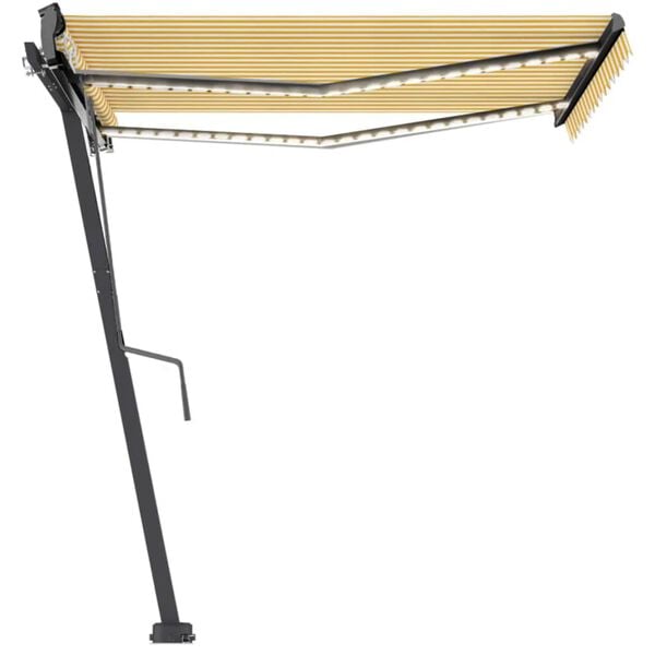 vidaXL Frittst&aring;ende automatisk markise 350x250 cm gul/hvit