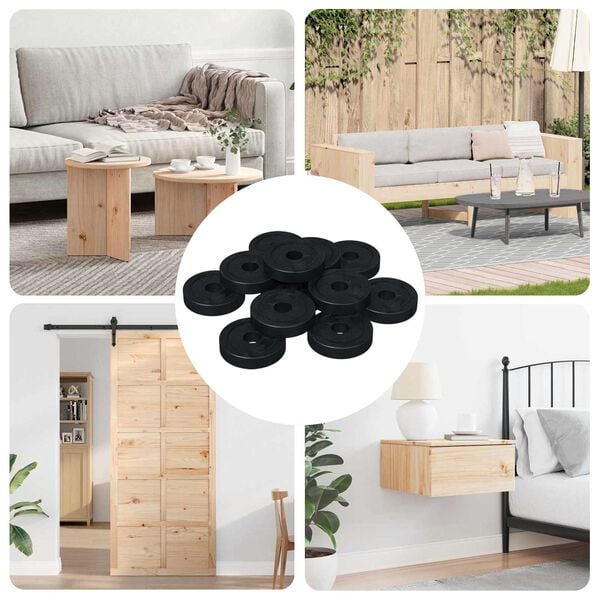 vidaXL passer for Flat Skive 12 pcs Svart &empty;15 x 3 mm PVC Copolymer